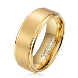 MEN&#039;S STEP BRUSHED GOLD TUNGSTEN RING OY