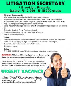 Brooklyn, Pretoria: LITIGATION SECRETARY 