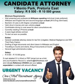 Menlo Park, Pretoria: CANDIDATE ATTORNEY