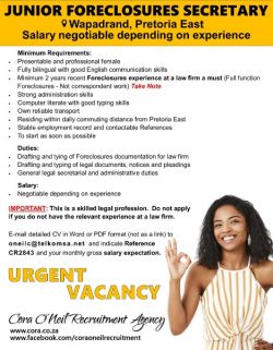Pretoria East: JUNIOR FORECLOSURES SECRETARY