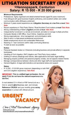 Centurion: RAF LITIGATION SECRETARY &amp; PERSONAL ASSISTANT