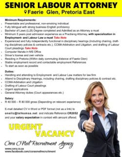 Faerie Glen, Pretoria: SENIOR LABOUR ATTORNEY 